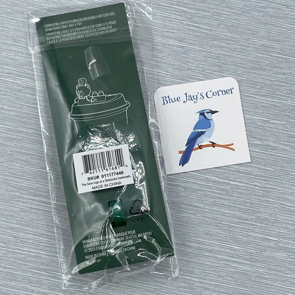 Starbucks Stopper Keychain for Reusable Cup‎ Bearista Green Apron Christmas 2025